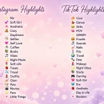 cute highlight names for instagram and tiktok