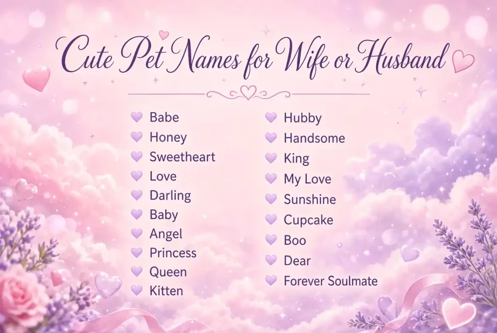cute pet names for wife or husband