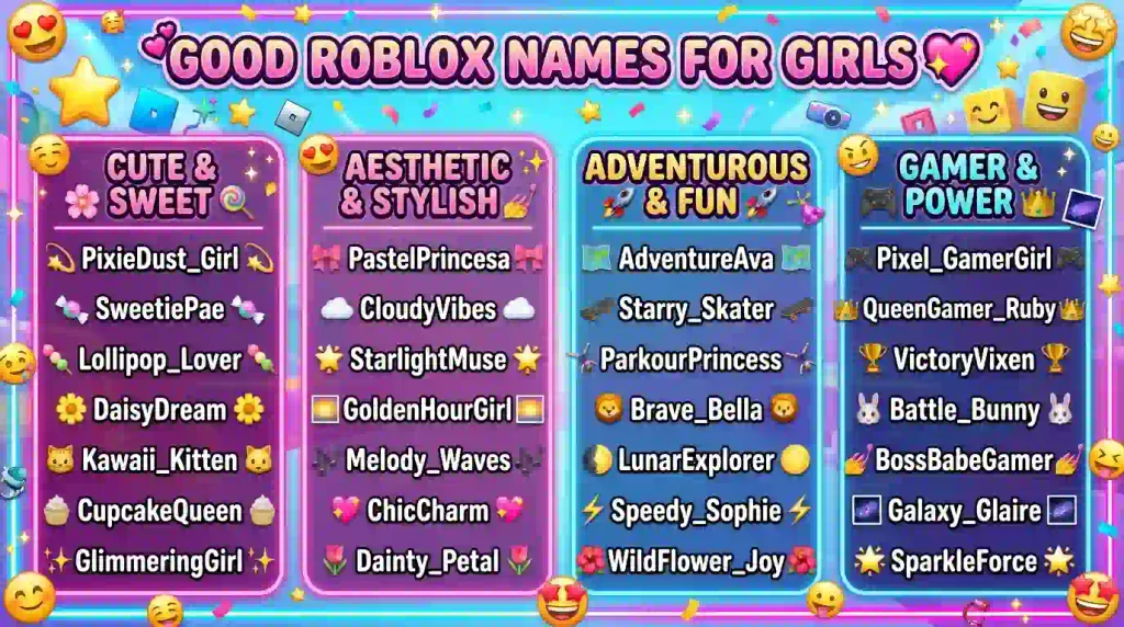 good roblox names for girls