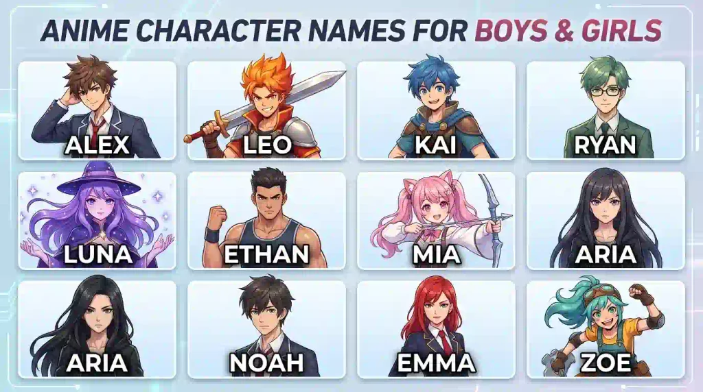 names for anime characters