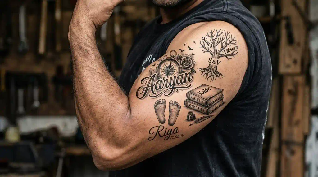tattoo ideas for kids names for men